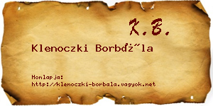 Klenoczki Borbála névjegykártya