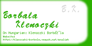 borbala klenoczki business card
